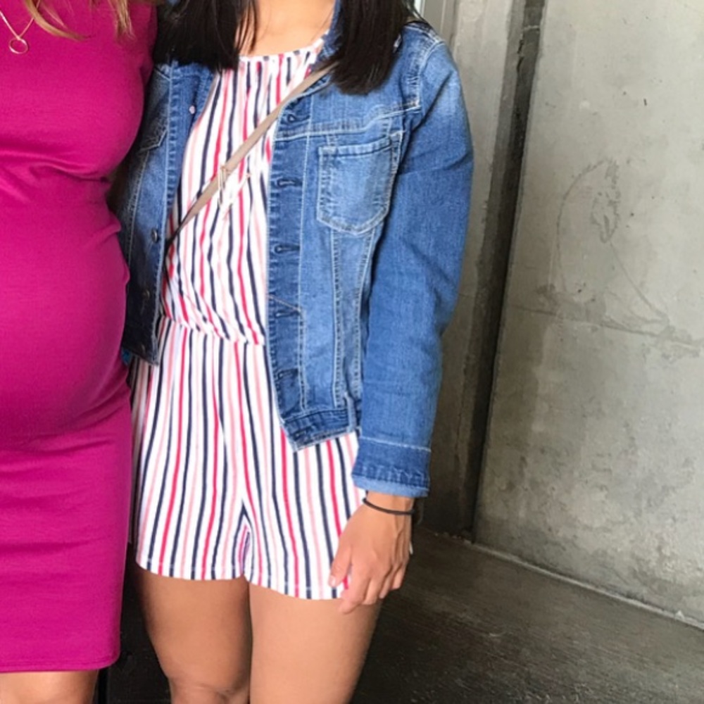 Forever 21 ivory/pink romper